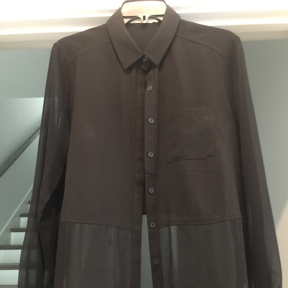 Sheer Black Button Up Top - Picture 1 of 1